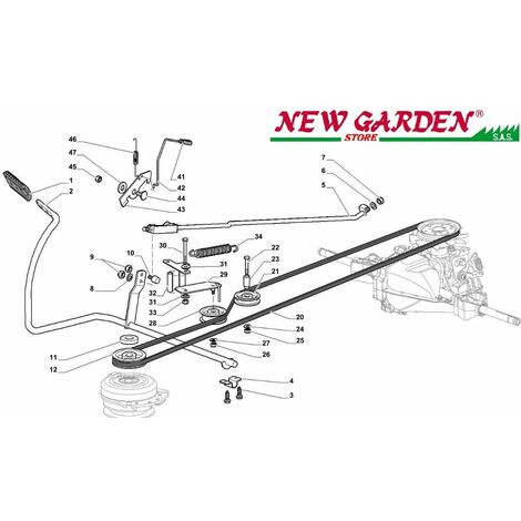 Esploso comando freno cambio trattorino SD98 XD140 HD CASTELGARDEN 2002-13 34 MOLLA