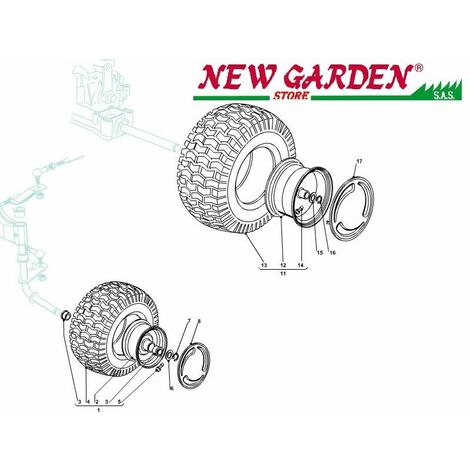 Esploso ruote 102cm XT150 trattorino rasaerba ricambi CASTELGARDEN stiga 2002-13 3 CUSCINETTO