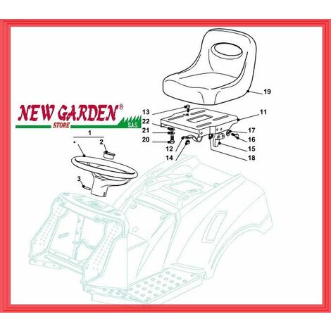 Esploso sedile volante trattorino 92cm TC 12 5/92 G CASTELGARDEN GGP STIGA 1 VOLANTE 125961201/0