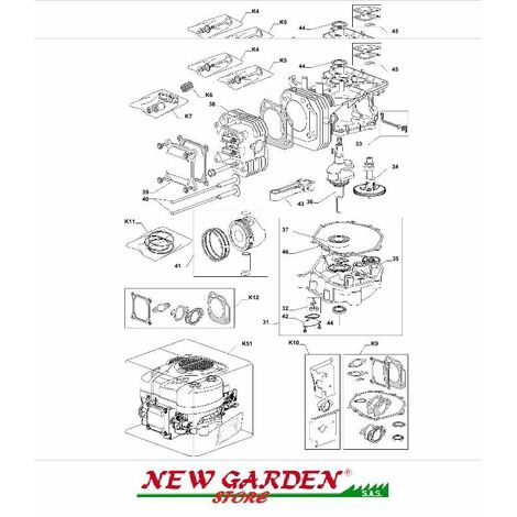 Esploso spaccato motore serie tre trattorino rasaerba TRE 801 GGP CASTELGARDEN K2 KIT RIPARAZIONE CARBURATORE