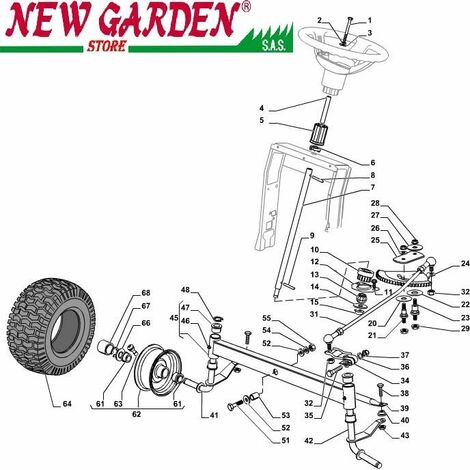 Esploso sterzo trattorino SD98 XD150HD C ricambi CASTELGARDEN 2002-13 7 PIANTONE STERZO