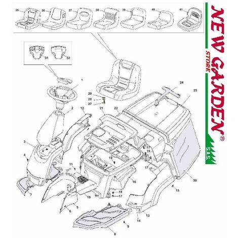 Pezzi ricambio carrozzeria 66cm XE966HDB B&S950 trattorino rasaerba CASTELGARDEN 1 VOLANTE