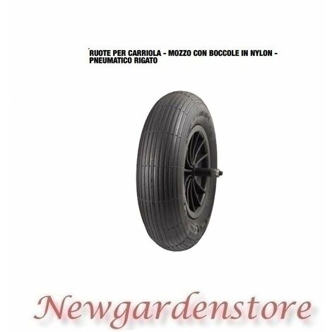 Ruota 40178 carriola mozzo boccole nylon pneumatico rigato 4.00x8 400x100 180kg