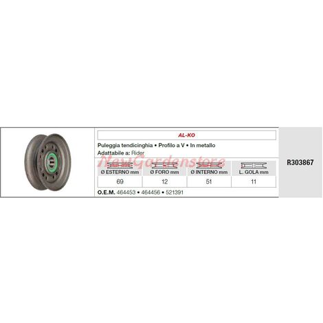 Puleggia tendicinghia profilo a V AL-KO per trattorino rasaerba rider R303867