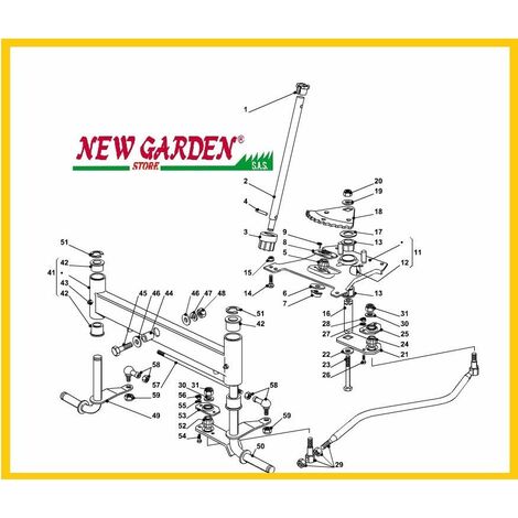 Esploso sterzo trattorino 92cm GT 13/92 CASTELGARDEN GGP STIGA MOUNTFIELD 29 asta comando sterzo 382000538/1