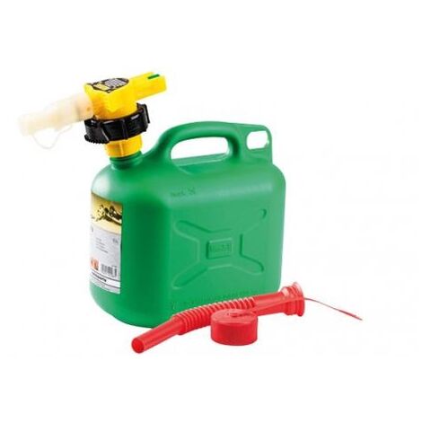 Tanica da trasporto + beccuccio carburante capacita 5 lt in plastica colore verde
