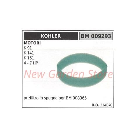 Prefiltro aria in spugna KOHLER trattorino rasaerba K 91 141 161 4 7 HP 009293
