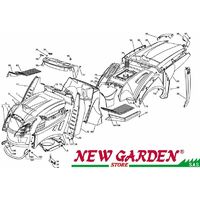 Esploso carrozzeria 122cm XX220HD trattorino rasaerba CASTELGARDEN ricambi 86 COPERCHIO ANGOLARE SINISTRO