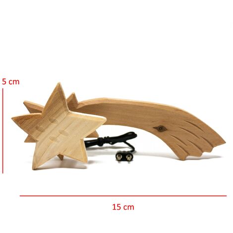 Stella Cometa in Legno Presepe 15 cm con Luce 3,5V 11492