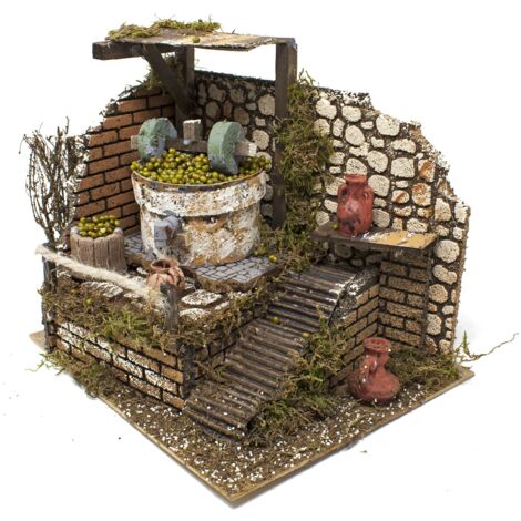Frantoio per Presepe con Macina Olive 24x21 cm con Pompa 11876
