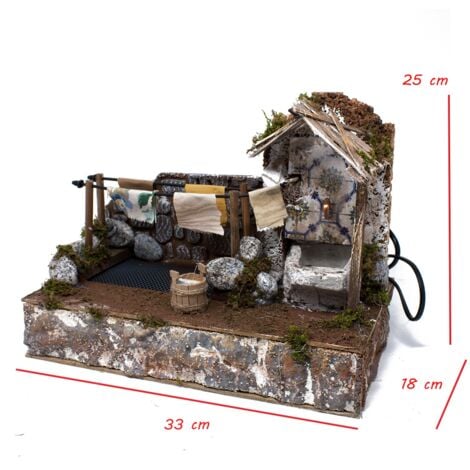 Fontana per Presepe con Lavatoio Panni Stesi 33x18 cm 11511