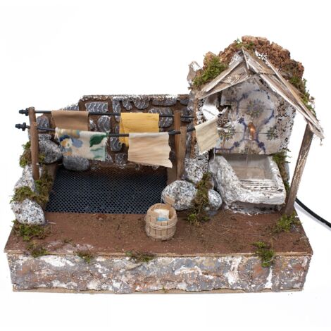 Fontana per Presepe con Lavatoio Panni Stesi 33x18 cm 11511