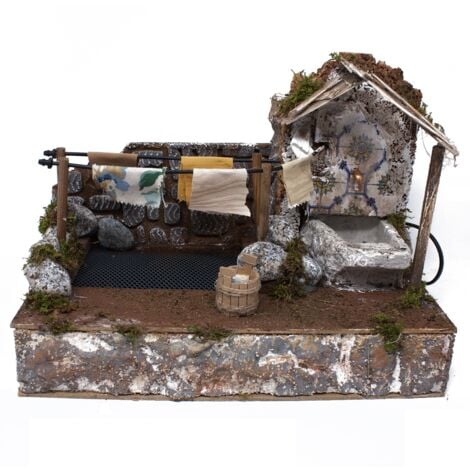 Fontana per Presepe con Lavatoio Panni Stesi 33x18 cm 11511