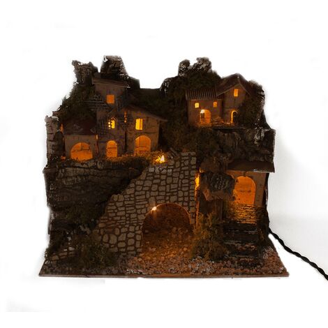Paesaggio con Casette Presepe con Luci 29x14 cm 11387