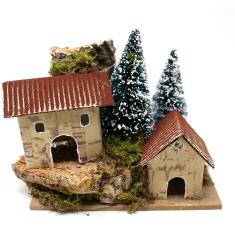 3 Casette  con Alberi per Presepe 10x6 cm 11565B
