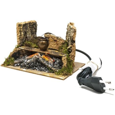 Fuoco per Presepe con Pentola Lampada Fiamma 15x10 cm 11638