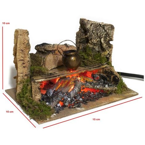 Fuoco per Presepe con Pentola Lampada Fiamma 15x10 cm 11638