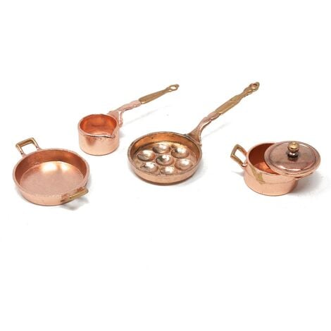 Padelle in Rame Set 5 Pz. in Miniatura per Presepe 86756