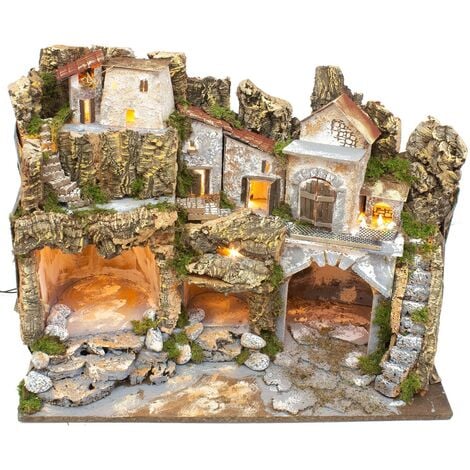 Paesaggio per Presepe con Luci e Case 60x35 cm 87377
