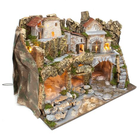 Paesaggio per Presepe con Luci e Case 60x35 cm 87377