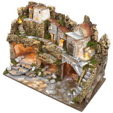 Paesaggio per Presepe con Luci e Case 60x35 cm 87377