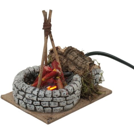 Fuoco Presepe con Lampada Effetto Fiamma 9x7 cm 11530