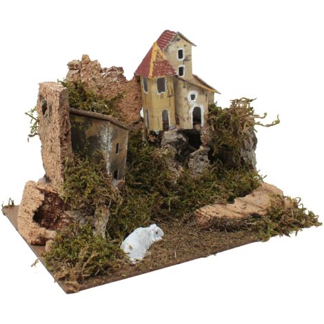 Paesaggio con Case Presepe 20x14 cm 10443
