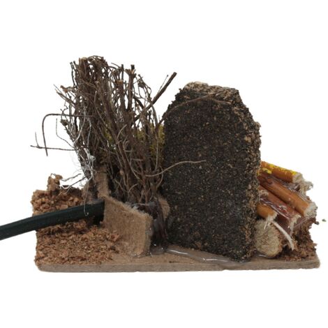Accessorio Presepe Moranduzzo Con Effetto Fuoco, Dimensioni 15x10x15 Cm, Con Lampada A Fiamma Realistica, Secchio E Tronchi, Made In Italy
