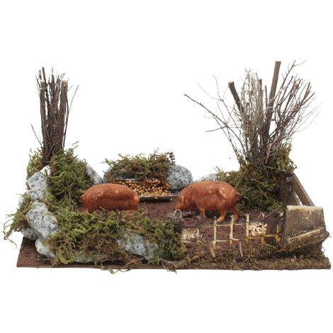 Recinto con Maiali per Presepe 20x14x12 cm 11781