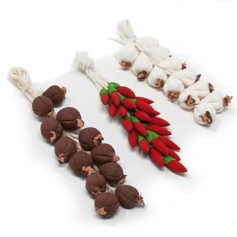 Set 3 Trecce di Aglio, Cipolla e Peperoncino Miniature Presepe 86771