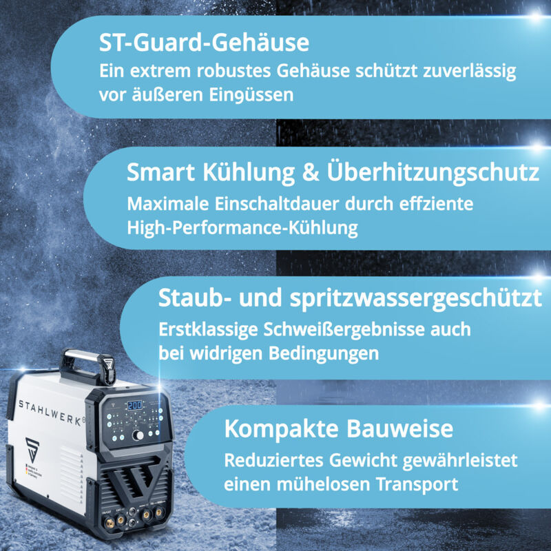 STAHLWERK Saldatrice combinata AC/DC TIG 200 ST IGBT 200 Ampere