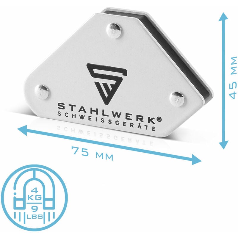 STAHLWERK 6 × staffe di saldatura magnetiche 2 x 4 kg / 9 lbs + 4 x 11,3 kg  / 25 lbs