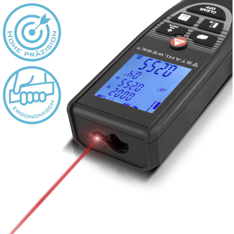 STAHLWERK Telemetro laser 80 m Misuratore di distanza Misuratore di  distanza LCD