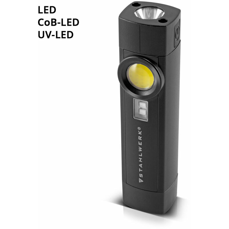 STAHLWERK Luce da lavoro a LED 5 W Torcia da officina 4 modalità UV  Batteria USB