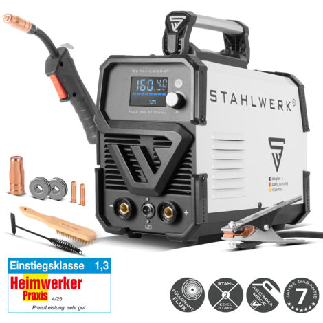 STAHLWERK Saldatrice combinata 2 in 1 MIG MAG 175 ST IGBT - Saldatrice MIG 175 A, avanzamento sinergico, FLUX compatibile, MMA/E-Hand, raffreddamento intelligente, protezione termica