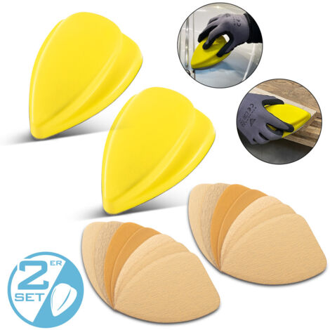 Glarks Set 62 Pezzi Per Levigatura A Mano | Blocco Rotondo Da 12.7 Cm + 10 Grane Carta Vetrata (40-800) | Per Legno, Metallo E Plastica