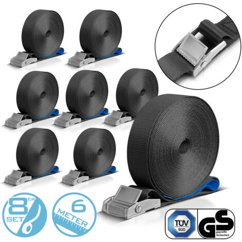 6 Cinghie Di Fissaggio Resistenti Fino A 250 Kg; Larghezza 25 Mm, 1 Pezzo Da 3 M, 4 M, 5 M E 6 M In Nero, Blu, Rosso, Giallo Fluo, Verde Oliva - Foto 12