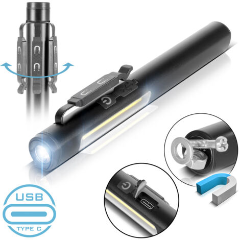 Lampada LED Da Lavoro Con Collo Di Cigno E Base Magnetica, 500 Lumen, Regolazione Focale, Alimentazione USB/Batterie 18650 - 4
