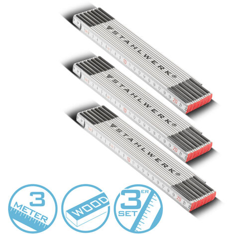STAHLWERK Set di 3 righe pieghevoli Righello pieghevole di precisione ...