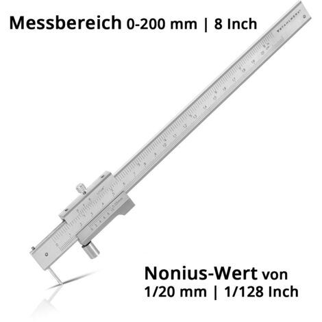 Calibro Di Profondità 0-200 Mm In Acciaio Inox Cromato – Precisione 0,02 Mm Per Meccanica E Falegnameria