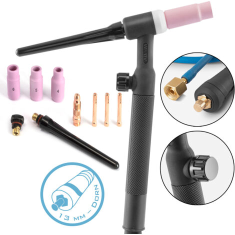 RIVERWELD WP 17 SR-17V Testa Torcia Saldatura TIG Con Valvola - Raffreddata Ad Aria, 150Amp - 5