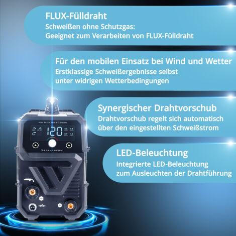 STAHLWERK Mini FLUX 120 ST Digital | Saldatura Senza Gas 120A LED