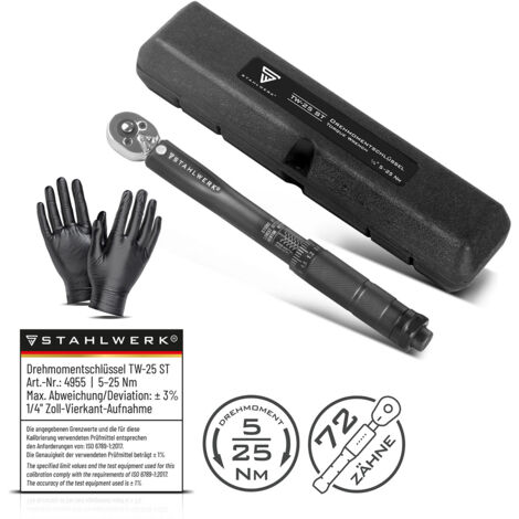 Llave dinamométrica STAHLWERK TW-25 ST 5-25 Nm 1/4" pulgada carraca reversible