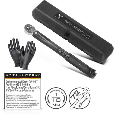 Llave dinamométrica STAHLWERK TW-10 ST 1-10 Nm 1/4" pulgada con escala micrométrica