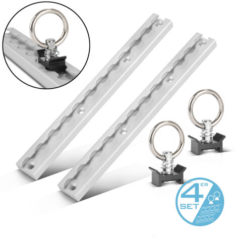 STAHLWERK Rieles de amarre juego de 2 con anillas de amarre riel aéreo aluminio