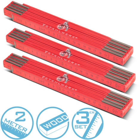 STAHLWERK Regla plegable 1. FC Köln Edition Set de 3 2 m metro regla plegable