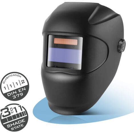 STAHLWERK Casco de soldadura automático ROOKIE – Casco de soldador robusto, pantalla de soldadura, máscara de soldadura con filtro de oscurecimiento automático DIN 3 a DIN 11, clase óptica 1/1/1/2