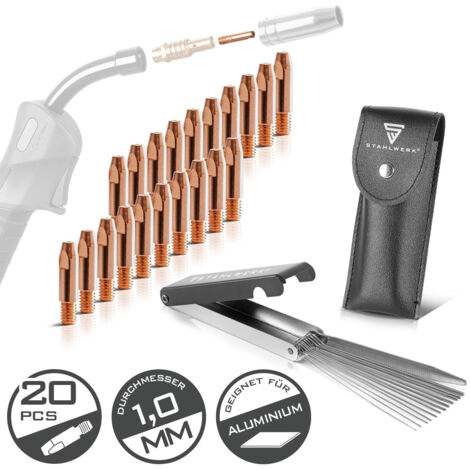 STAHLWERK 20 puntas de contacto 1,0 mm AK25 MB25 KD24 MB24 Aluminio y limpiador