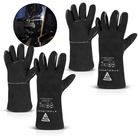 STAHLWERK guantes de soldadura juego de 2 guantes de soldadura guantes de protección contra el calor (1/5)