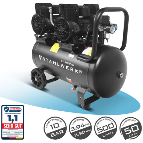 Compresor STAHLWERK 10 bar 50 L 3,94 CV 2,9 kW 500 l/min Compresor de aire comprimido
